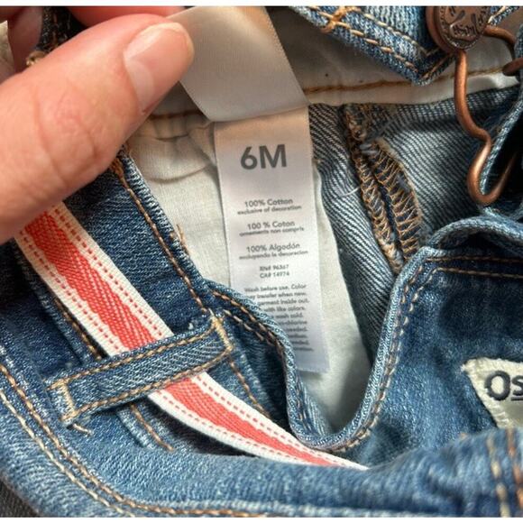 Osh Josh B’Gosh Baby Girl Denim Overall Denim Skirt Dress With Pink Tie 6 Months - Picture 5 of 6